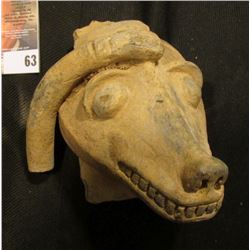 "Pre-Columbian" Pottery Shard of Dog like creature shielding eyes with paw. May have been attached t