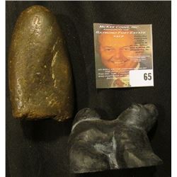 Piece which 'Doc' called a "Broken Indian Axe" and what appears to be an Eskimo Dog carved from Basa