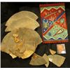 Image 1 : Large Group of Native American Pottery Shards & Old tobacco Flannel with Indian Motif