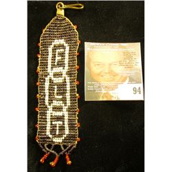 Fraternal Indian Beaded Watch Fob. "FLT" 'Doc' valued at $45.00.