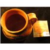 Image 3 : Black on Red Glazed Clay single handled cup. 3" x 3".
