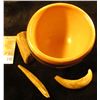 Image 1 : Native American Indian Pottery "Polychrome" style Bowl, 3 1/2", with a pair of Animal Claws and a pe