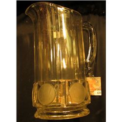 1893 Columbian Exposition Coin Glass Pitcher, base has a few minor chips. 'Doc' stated this item cat