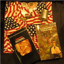 Small piece of Stars & Stripes material; paper back "Aeschylus The Oresteia", Translated by Robert F