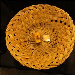 16" Old Wicker Basket; & a shotglass in wooden case "Observatory, Mungy Hill, Portland, Me.".