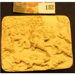 Alabaster Style Inset measuring 2 3/8  x 3  Hunting Scene.