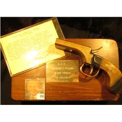 .41 Caliber Double Barreled Black Powder Pistol in wooden case with brass label, which states "C.S.A