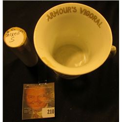 Porcelain Advertising Cup "Armour's Vigoral". Depicts Pink Carnations. Includes a roll of Mixed San 