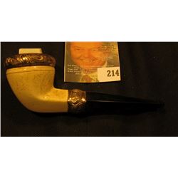 Superior Antique Pipe with what appears to be an Ivory bowl capped in gold with a ruby red stem and 