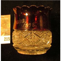  J.A. Crawford ,  Omaha 1898  from the 1898 Exposition, Ruby Red Flash Glass Toothpick Holder, one-l