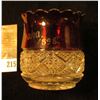 Image 1 : "J.A. Crawford", "Omaha 1898" from the 1898 Exposition, Ruby Red Flash Glass Toothpick Holder, one-l