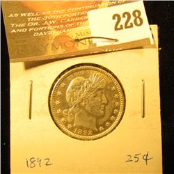1892 Barber Quarter. BU-63.