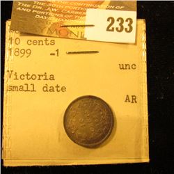 Canada 1899 Small Date Variety 10 Cents. Uncirculated. From the King Farouk Sale. With Original Enve