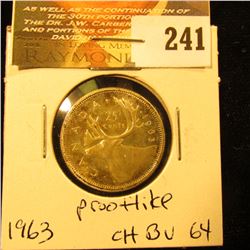 Canada 1963 25 Cents. Choice BU-64 Proof Like.