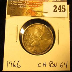 Canada 1966 25 Cents. Choice Toned BU-64.