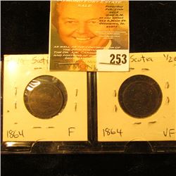 Nova Scotia (2) 1864 1/2 Cents. F & VF.