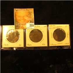 Nova Scotia (3) 1864 1 Cents. G, VG & F.