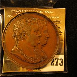 Nov. 7, 1825 50th Anniversary Bronze High Relief Medal of Carl August Louise. EF.