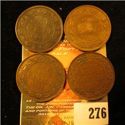 1882H (bent), 1911 VF, 1917 VF, & 1920 VF Canada Large Cents.