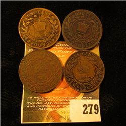 1873, 1896, 1929, & 1936 Newfoundland, Canada Large Cents.