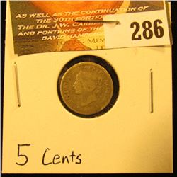 1872 Canada Five Cent Silver, Good.