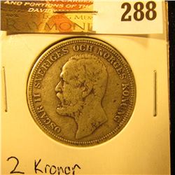 1904 Sweden Silver 2 Kronor, VG.