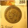 Image 1 : 1904 Sweden Silver 2 Kronor, VG.