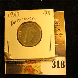 1987 Dominican Republic 10 Centavos. VF.