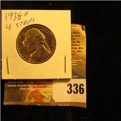 1938 D Jefferson Nickel. Gem BU with Golden toning.