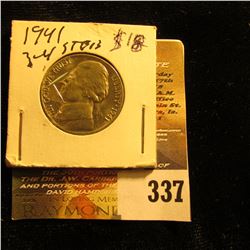 1941 P Jefferson Nickel. Gem BU with Golden toning.