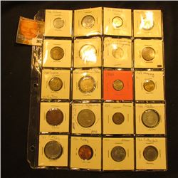 (20) Various Foreign Coins in a plastic page.