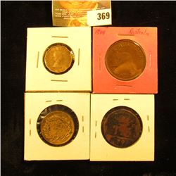 1966 Great Britain Three Pence, BU; 1944 Large Penny, Brown Unc; 1798 Unidentified Copper Coin; & 18