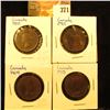 Image 1 : 1891, 1901, 1904, & 1918 Canada Large Cents. Fine to EF.