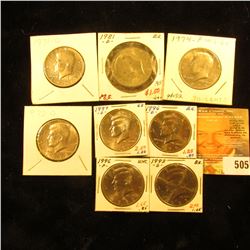 1971 D, 72 D, 74 P, 81 D, 93 D, 96 P, D, & 97 D Gem BU Kennedy Half Dollars, some are probably from 