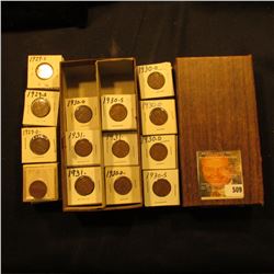 3 1/4  x 6 1/4  double row Stock Box full of Lincoln Cents in holders. Coins date 1929 D-31.