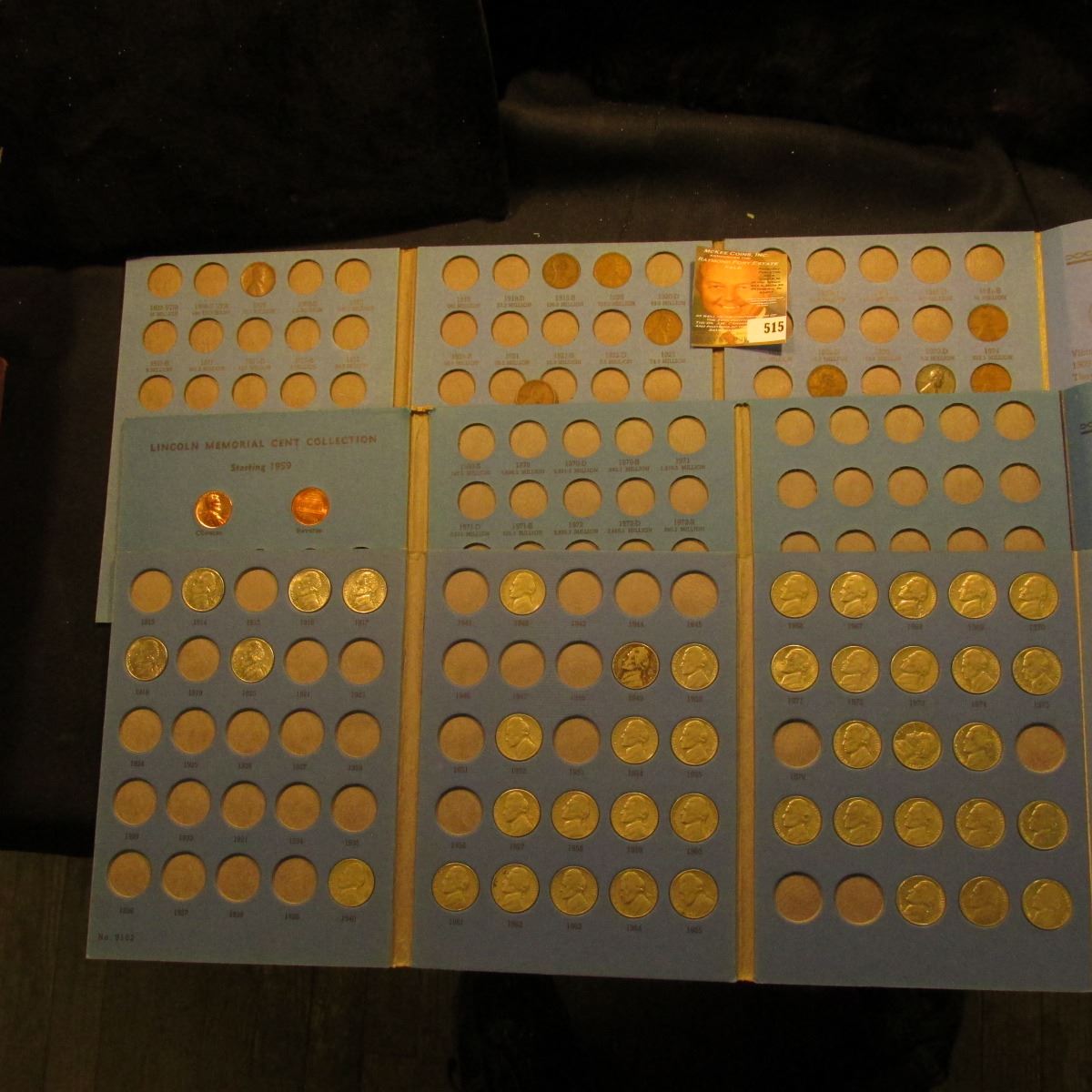 (2) Whitman Lincoln Cent Coin folders with a few coins; & a Whitman One