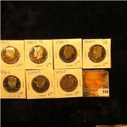 Proof Kennedy Half Lot Includes 1973-S, 1985-S, 2004-S, 1981-S Type 1, 1972-S, 1994-S, And 1996-S
