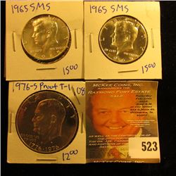 2 Silver Kennedy Halves From 1965 Special Mint Sets Plus Proof 1976-D Type 1 Ike Dollar