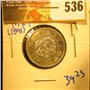 Image 1 : Japanese Silver Year 24 (1891) Coin 20 Sen