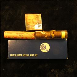1959-D Bu Roll, 1973-D Bu Roll Of Memorial Pennies, And Heavily Toned 1967 Special Mint Set.  The Ha