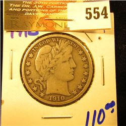 1910 S Barber Half Dollar. Vg+