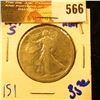 Image 1 : 1917-S Walking Liberty Half Dollar With Reverse Mint Mark