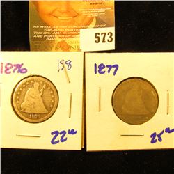 1876 And 1877 Seated Quarters