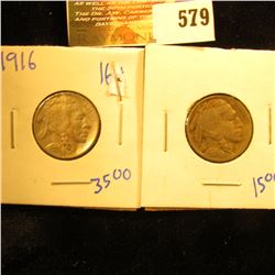 1916 Buffalo Nickel With Full Horn And 1917 Buffalo Nickel