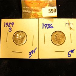 1929-S And 1936 Mercury Dimes