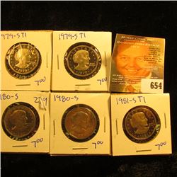 Susan B Anthony Proof Coin Lot Includes 1979-S Type1, 1979-S Type1, 1981-S Type 1, And Two 1980-S Do