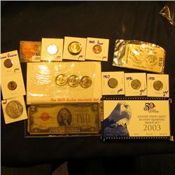 Hodgepodge Coin Lot Includes Square Wooden Nickel From The Wooden Nickel Museum, Colorized Pennsylva
