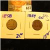 Image 1 : 1859cn Indian Head Penny Plus 1858 Flying Eagle Penny