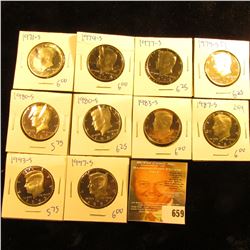Proof Kennedy Half Dollar Lot Includes 1980-S, 1983-S, 1979-S Type 1, 1977-S, 1997-S, 1971-S, 1993-S