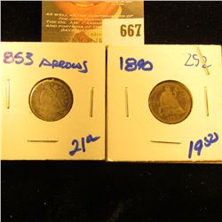 1853 Seated Dime With Arrows And 1890 Seated Dime